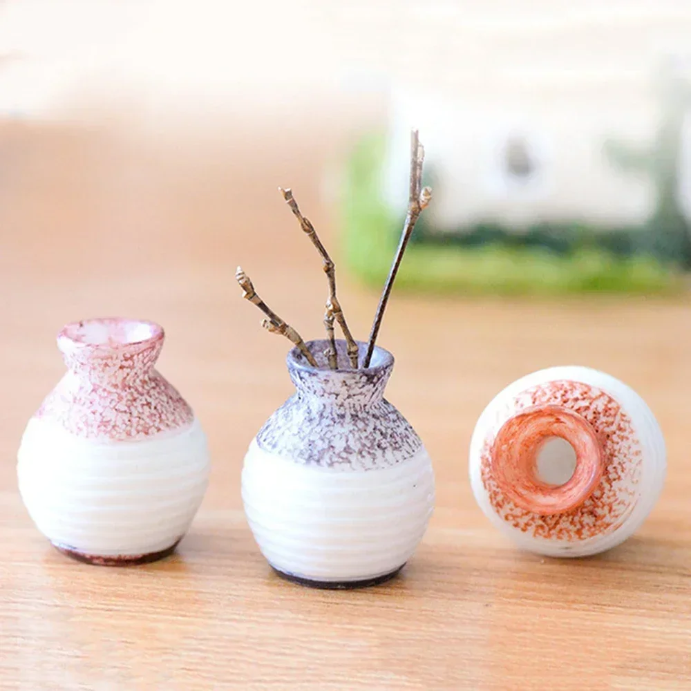 Vas Menarik Model Resin Mudah Dibawa Vas Miniatur Tanaman Berwarna Cerah Vas Bunga Tahan Aus