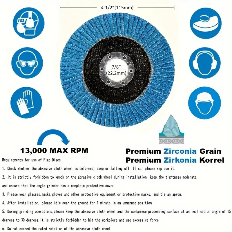 1PC Professional Flap Discs 115mm 4.5 Inch Sanding Discs 40/60/80120 Grit Grinding Wheels Blades For Angle Grinder