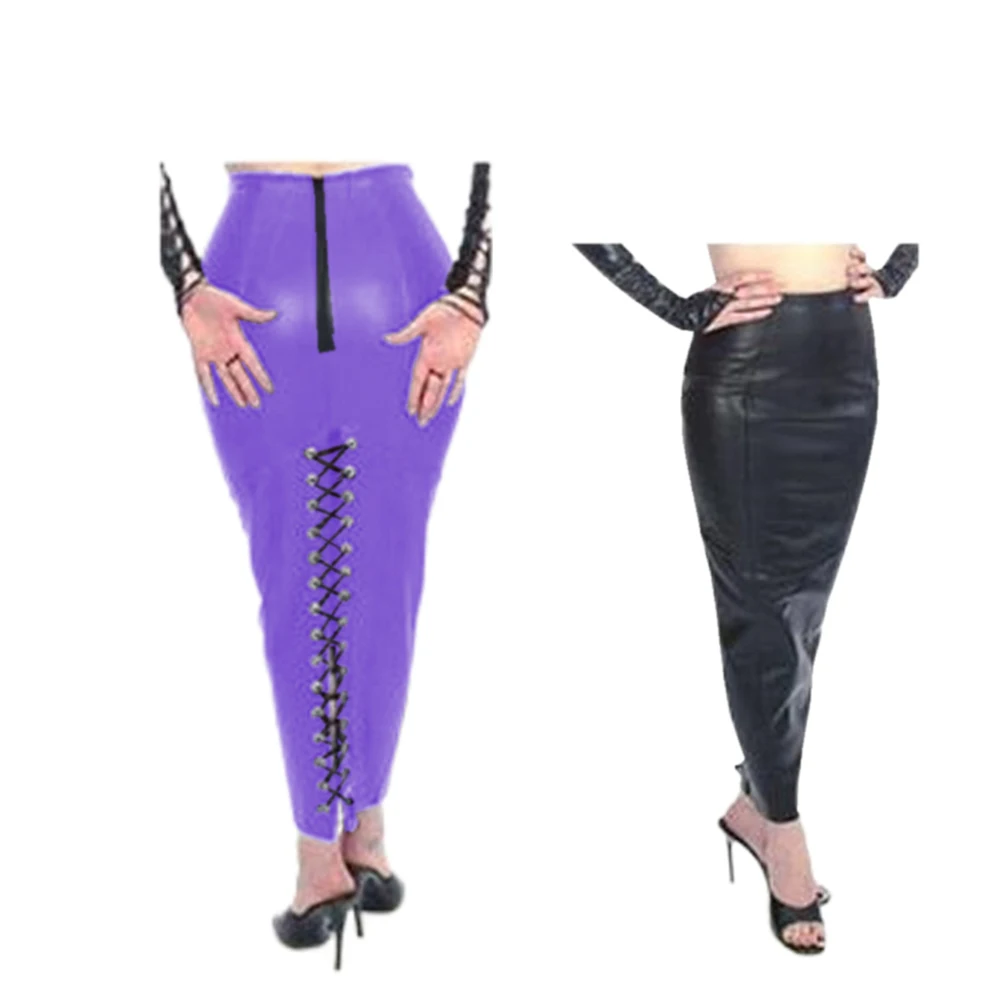 Gothic Vinyl PVC Leather Hobble Skirts, Sexy Skinny, High Waist, Back Zip, Lace-up, Slim Pencil Skirt, Club Maxi Skirt, 7XL