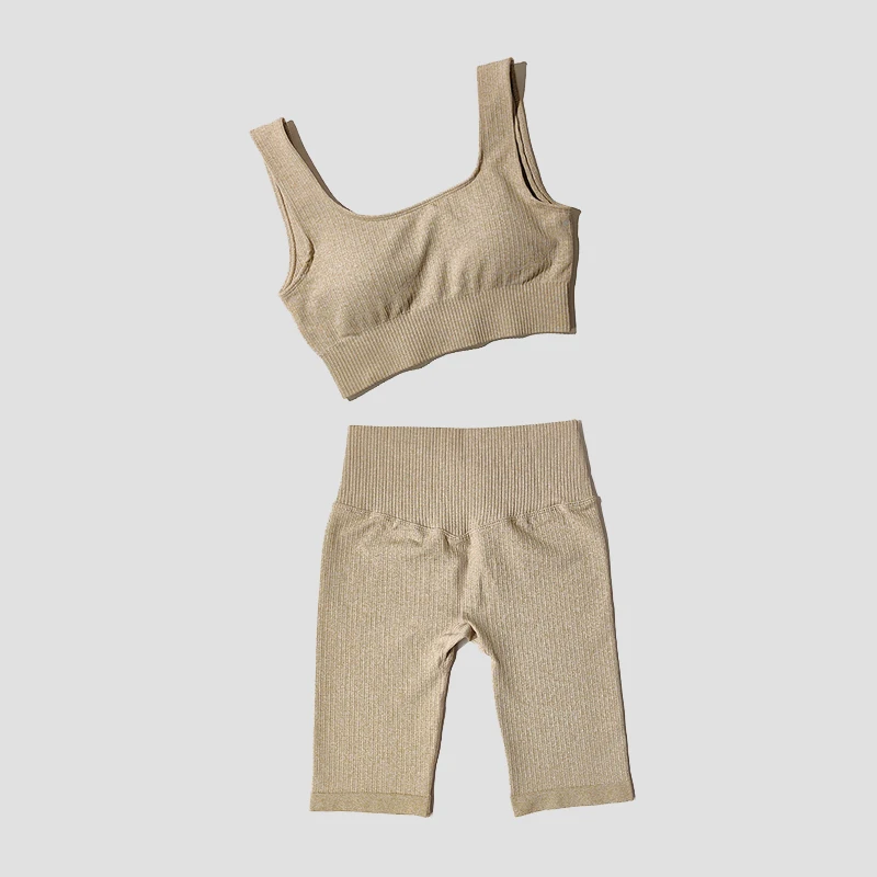 WAREBALL-Conjunto de Yoga sin costuras para mujer, Sujetador deportivo, pantalones cortos deportivos, ropa deportiva, conjunto de 2 piezas para