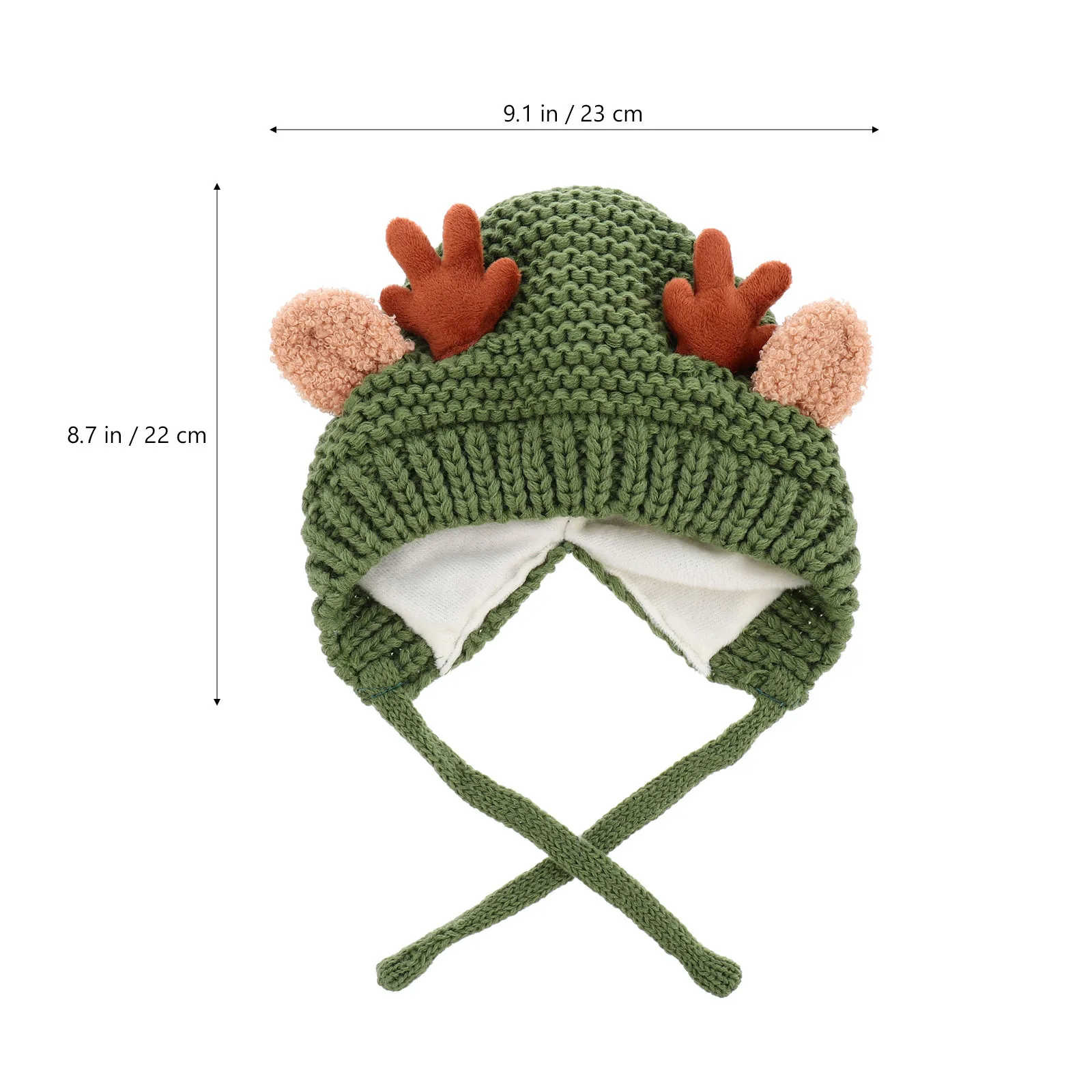 

1Pcs Christmas Antler Knitted Warm Winter Hat Cotton Filled Kids Hat Widened Brim Protective Cute Xmas Outdoor
