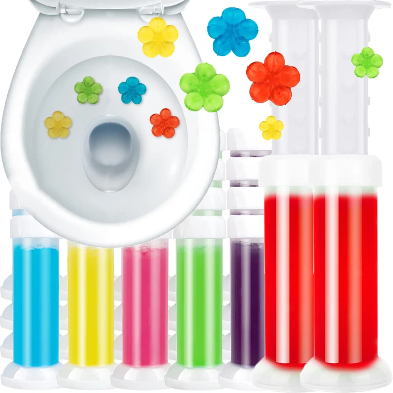 1/12pc Flower Toilet Cleaner Gel Air Freshener Needle Syringe Aromatic Drain Toilet Clean Detergent Home Bathroom Remove Odors