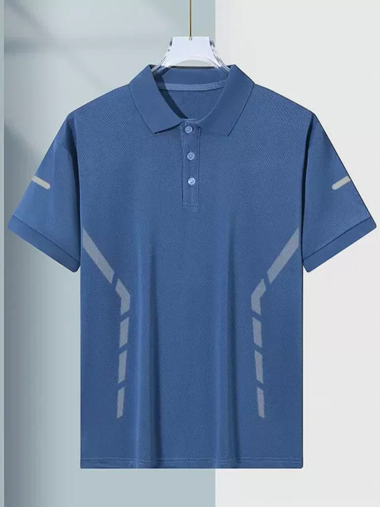 Summer Men's Short Sleeve Polo Shirt Turn-Down Collar Business Solid Color Comfortable Versatile Breathable Trendy Clothing — купить у AliExpress WW