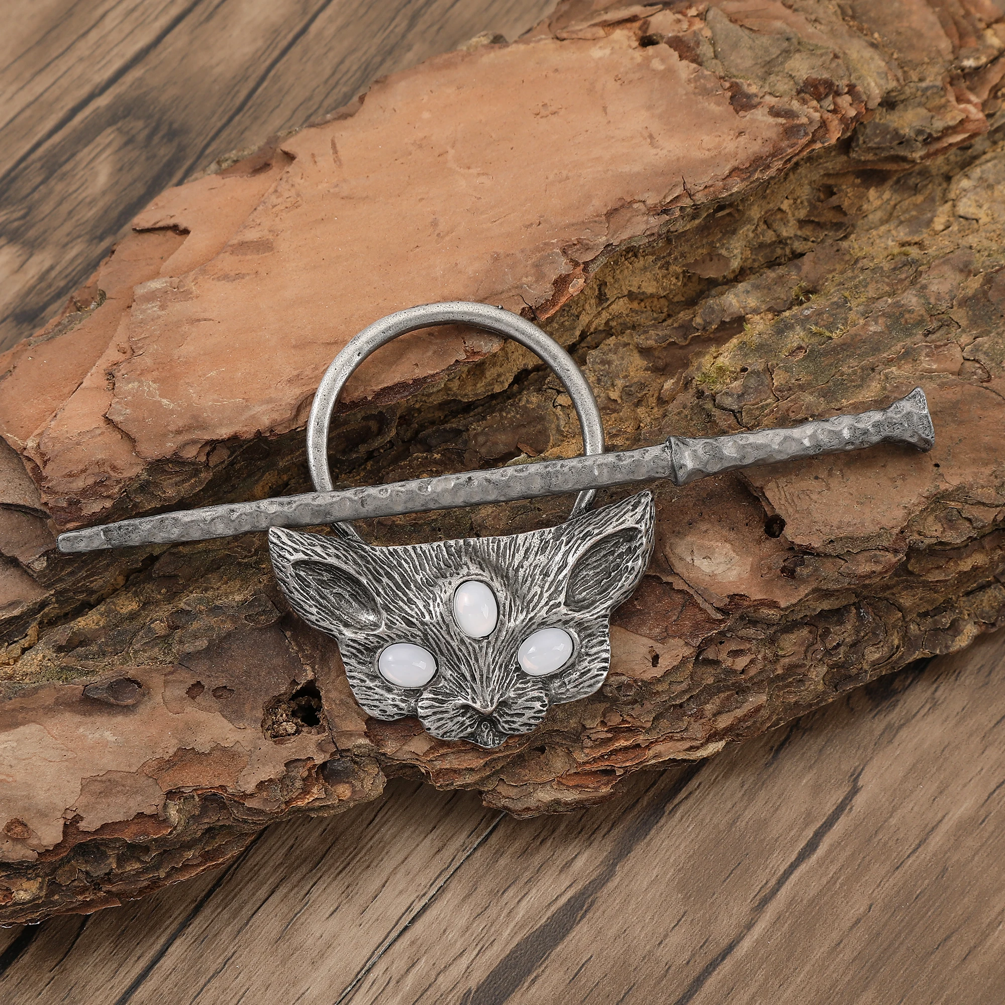 Horquilla de gato con ojos de marzo Retro vikingo, palo para el pelo para mujer, moda más fácil para combinar, accesorios para el cabello de estilo nórdico escandinavo, accesorios para fiesta, día de San Valentín, regalo de cumpleaños para el día de la madre