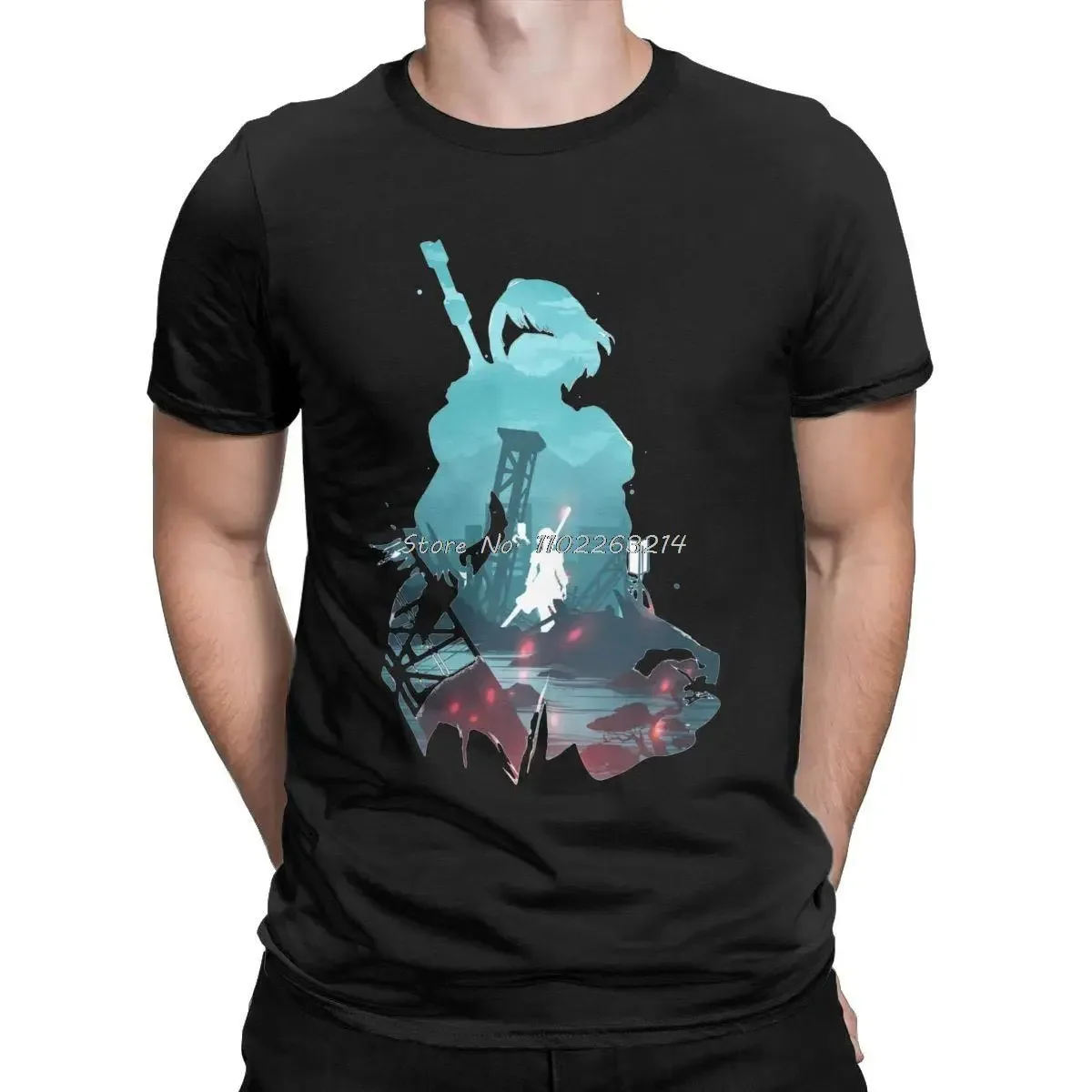 Men Nier Automata 2B Waifu T Shirts Japanese Game Cotton Tops Awesome Short Sleeve anime Tees Gift T-Shirt Oversized