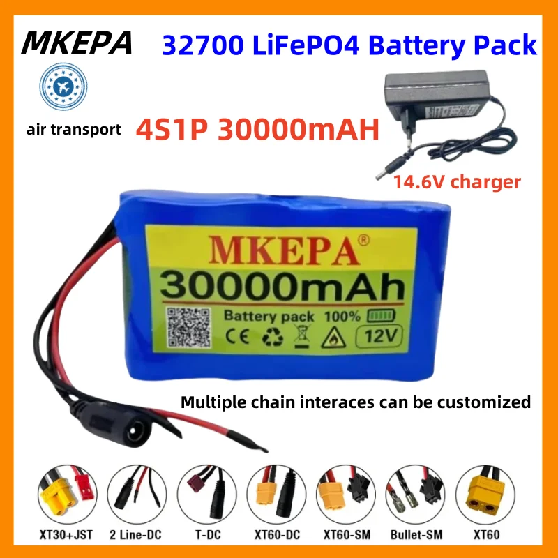 

32700 LiFePO4 battery pack 4S1P 12.8V 30000mAH with 4S 40A balanced BMS for electric boat and 12V uninterrupted power supply