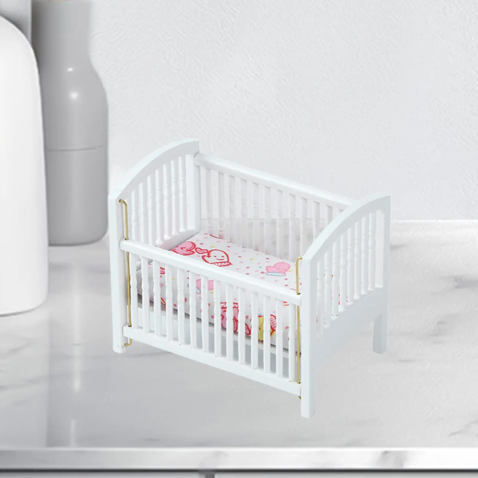 

1:12 Scale Dollhouse Baby Bed with Mattress DIY Fitments Miniature Bed