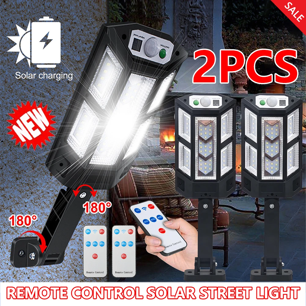 2 × IP65 Wasserdicht Bewegungsmelder Solarbetriebene Wand-LED-Lampe 3 Beleuchtungsmodi Licht Solar-Straßenlaternen im Freien für den Garten