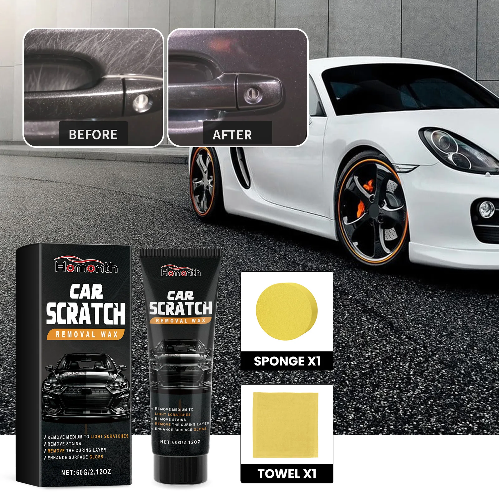 Homonth Car Scratch Removal Wax Car Scratch Repair Vehicle Protection Paint Coating Polishing Refurbishment Car Scratch Remover