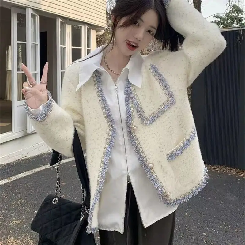 

High Quality Unique Outerwear For Women Spring And Autumn Design For Imitation Mink Velvet Top Trend Sweater Coat Jacket Z1022