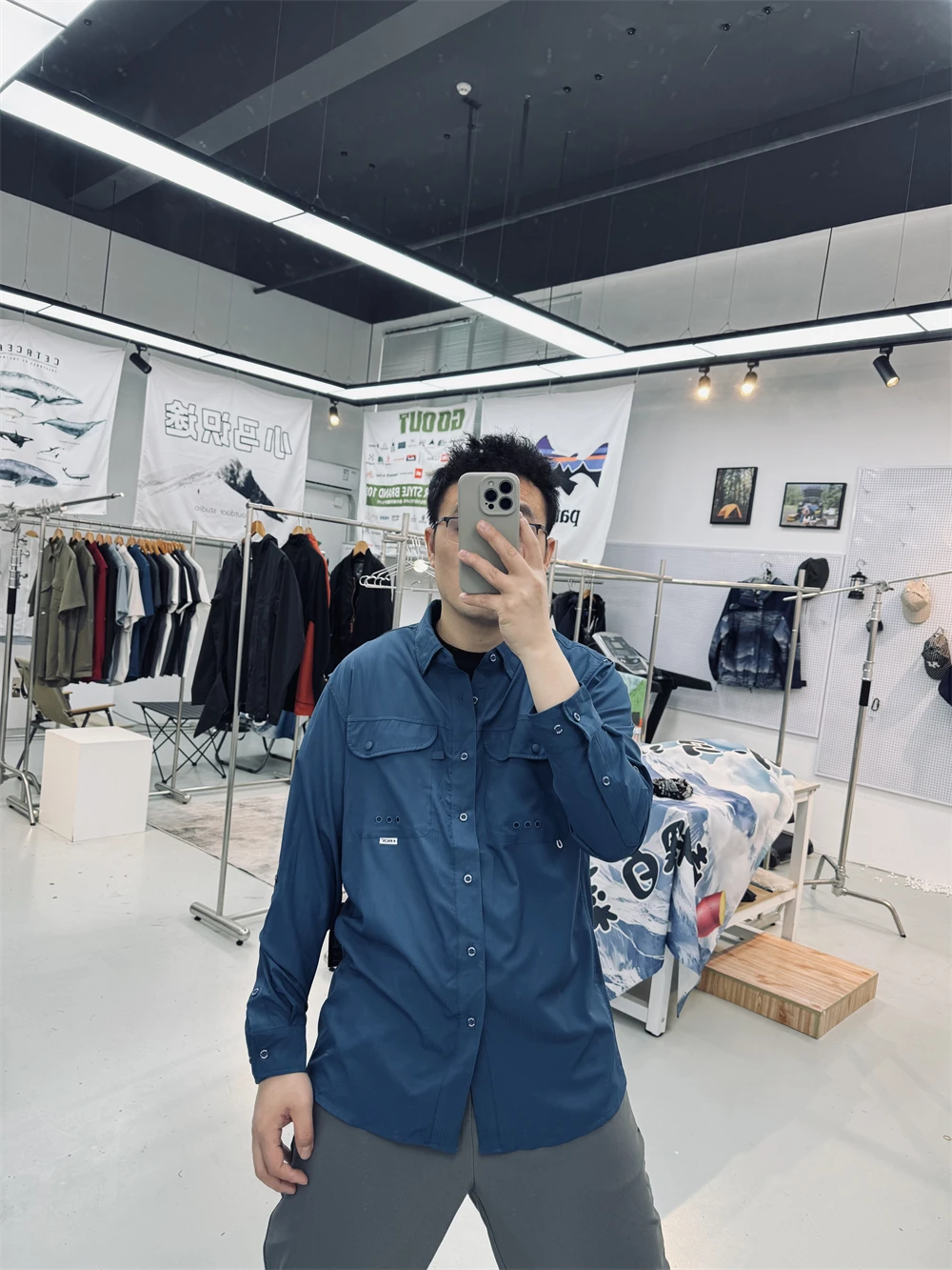 Lightweight Breathable Men's Outdoor Fishing Shirt Checkered Texture Wear Resistant Waterproof Polyurethane Elastic Fiber Lon...