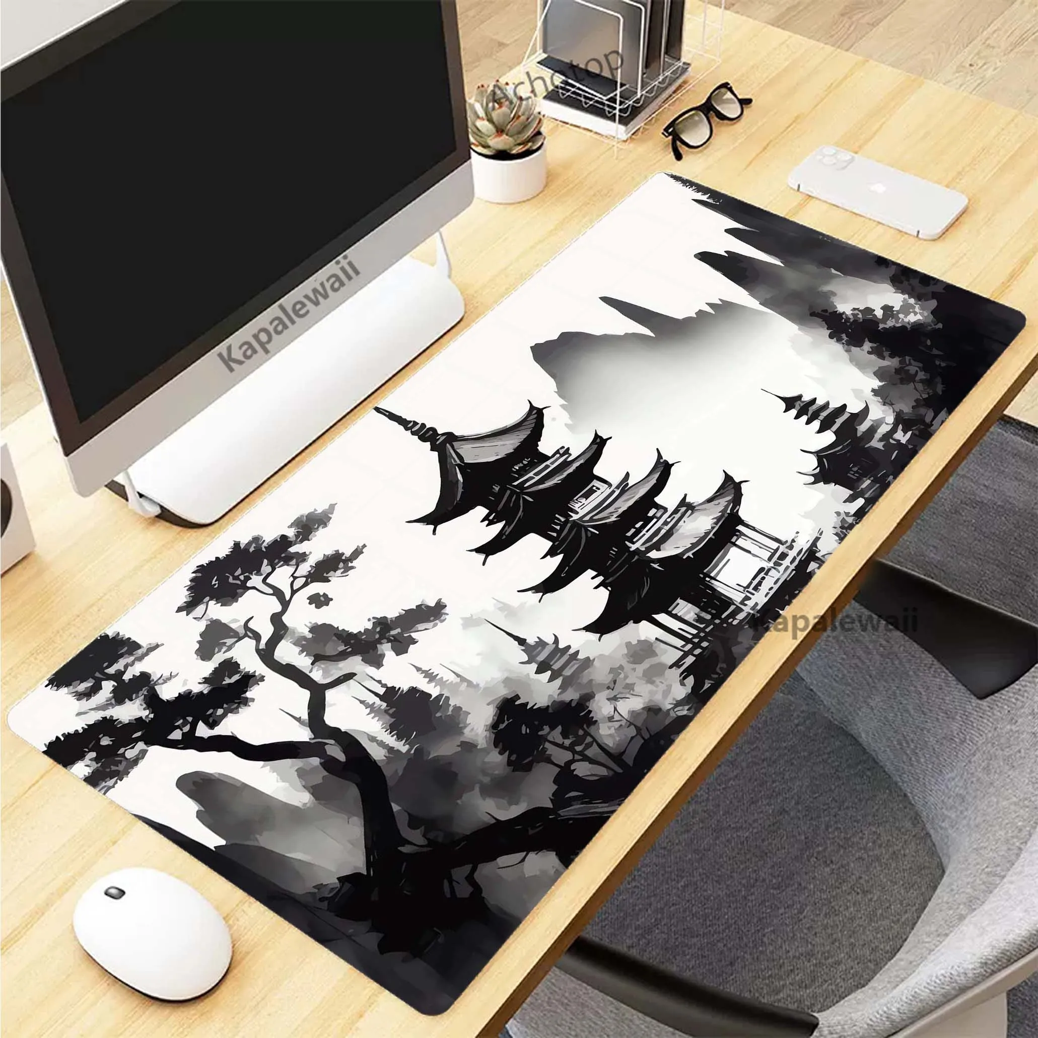 Mountain Serenity Japan Art Gaming Mousepad Pc 90x40cm XXL Mouse Pad Mousemat Non-slip Rubber Pads Big Desk Mat Keyboard Pads