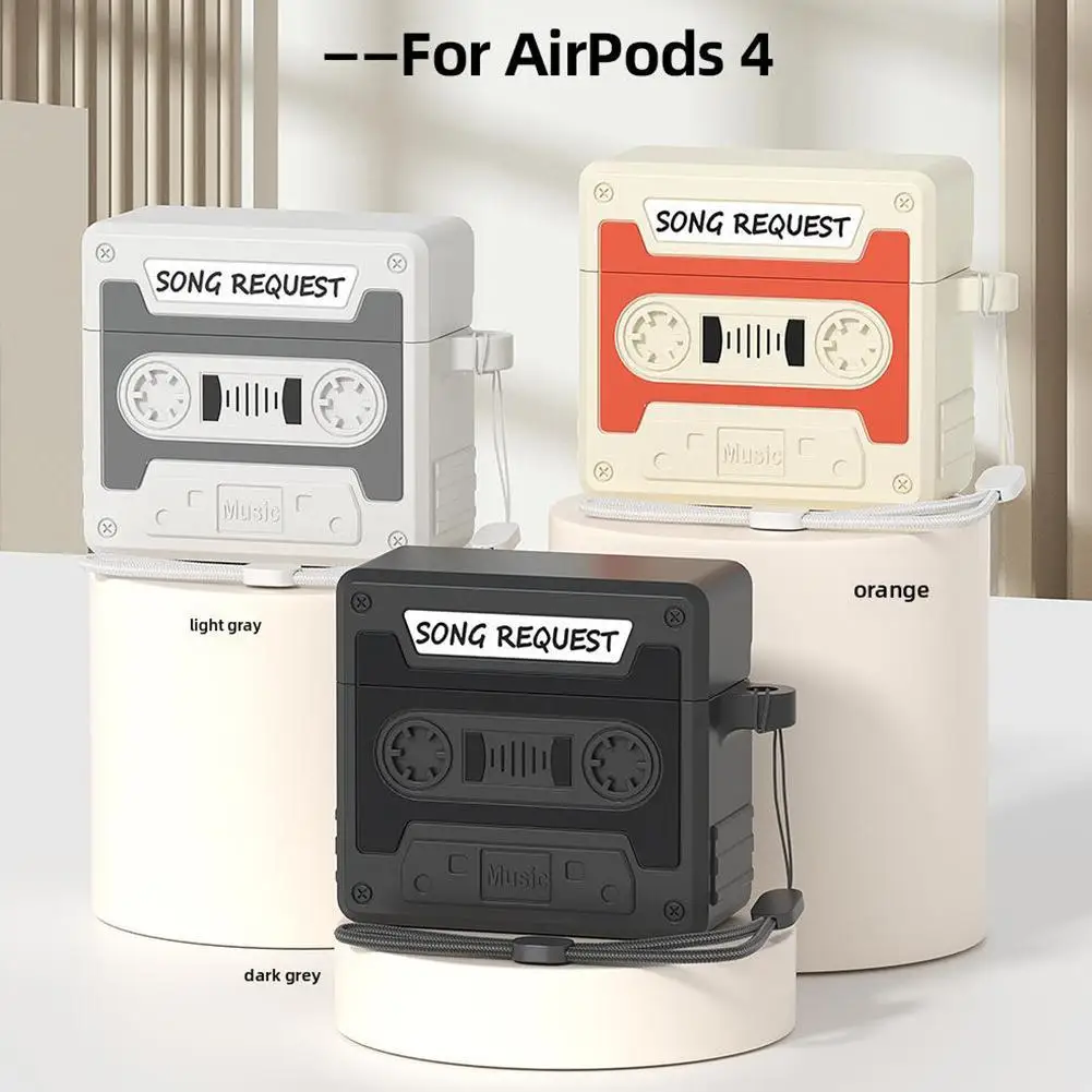 3D Three-dimensional Design Classic Vintage Tape Case 360° Full Coverage For Airpods4 Protective Case Retro Tape Silicone Case