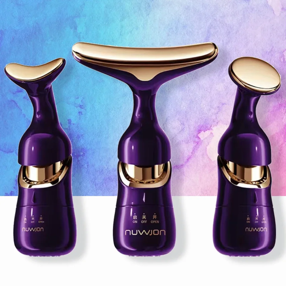 Massageador facial 3 em 1, levantamento e endurecimento do pescoço, rosto emagrecedor e rejuvenescimento da pele, massageador facial para uso doméstico, ferramenta de beleza.