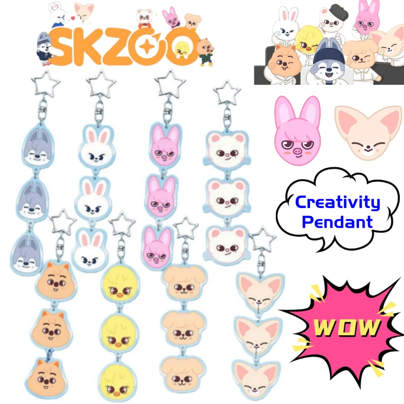 

New Stray Kids SKZOO Jiniret Bbokari Wolf chan merchandise support keychain backpack exquisite accessory gift for classmates