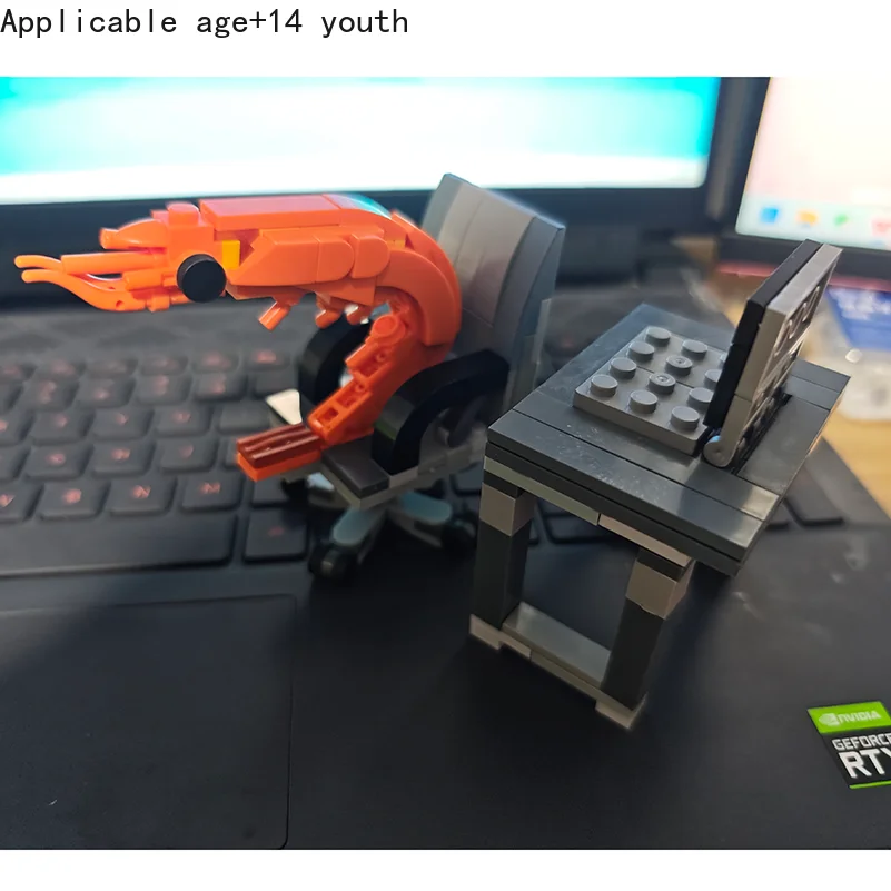 تماثيل نموذج الروبيان من MOC، مجموعة ألغاز، خلط عشوائيًا للأولاد والبنات، مظلات إبداعية لمشاهير الإنترنت