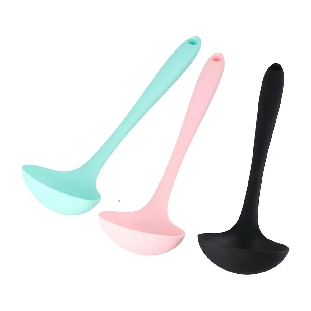 

Heat Resistant Cooking Non-stick Dinnerware Curved Handle Scoop Soup Ladle Tableware Serving Spoon