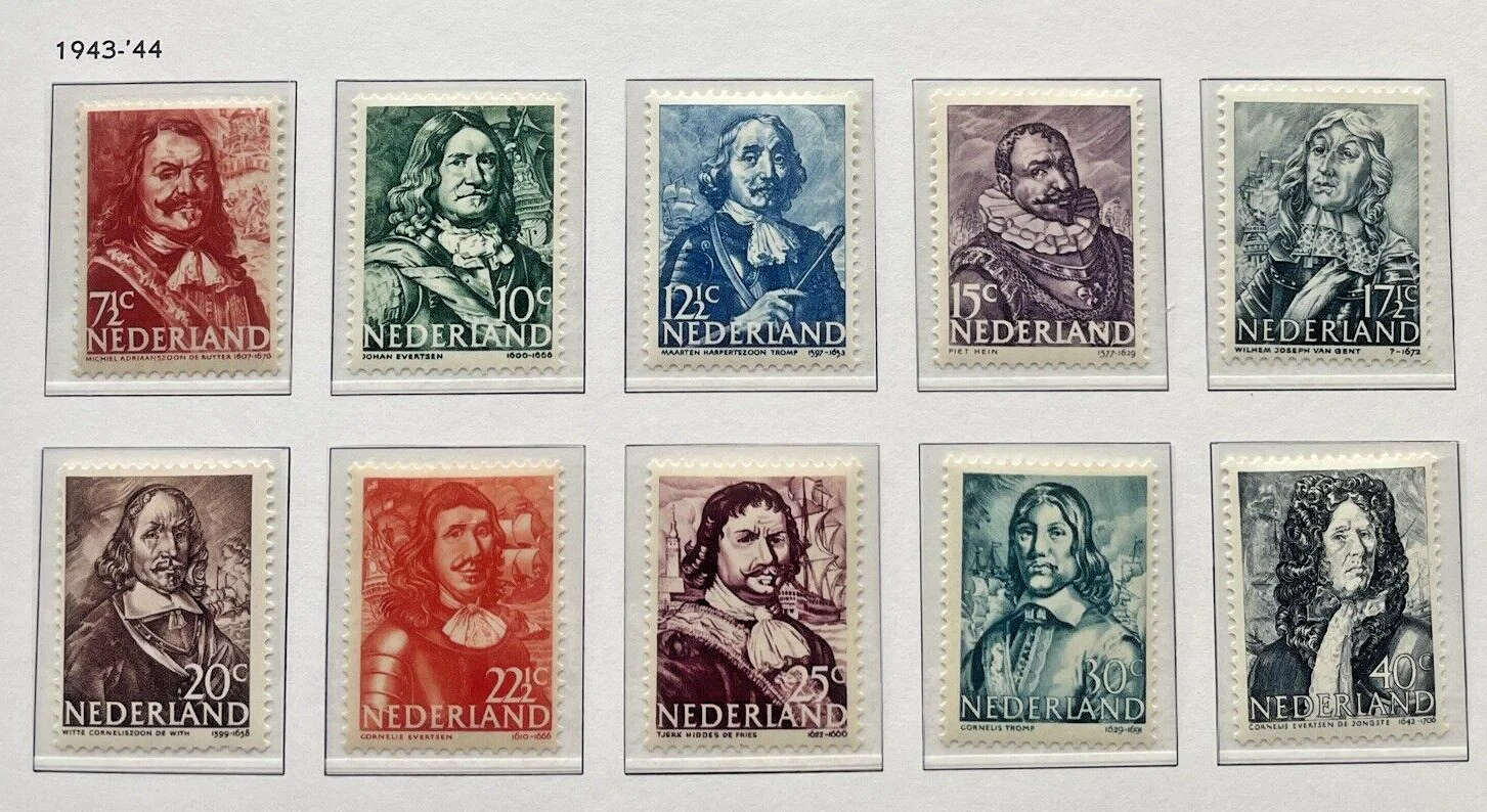 10 Pçs/set Novo Selo Postal Holanda 1943-1944 Selos Postais Famosos Marinheiros e Exploradores MNH