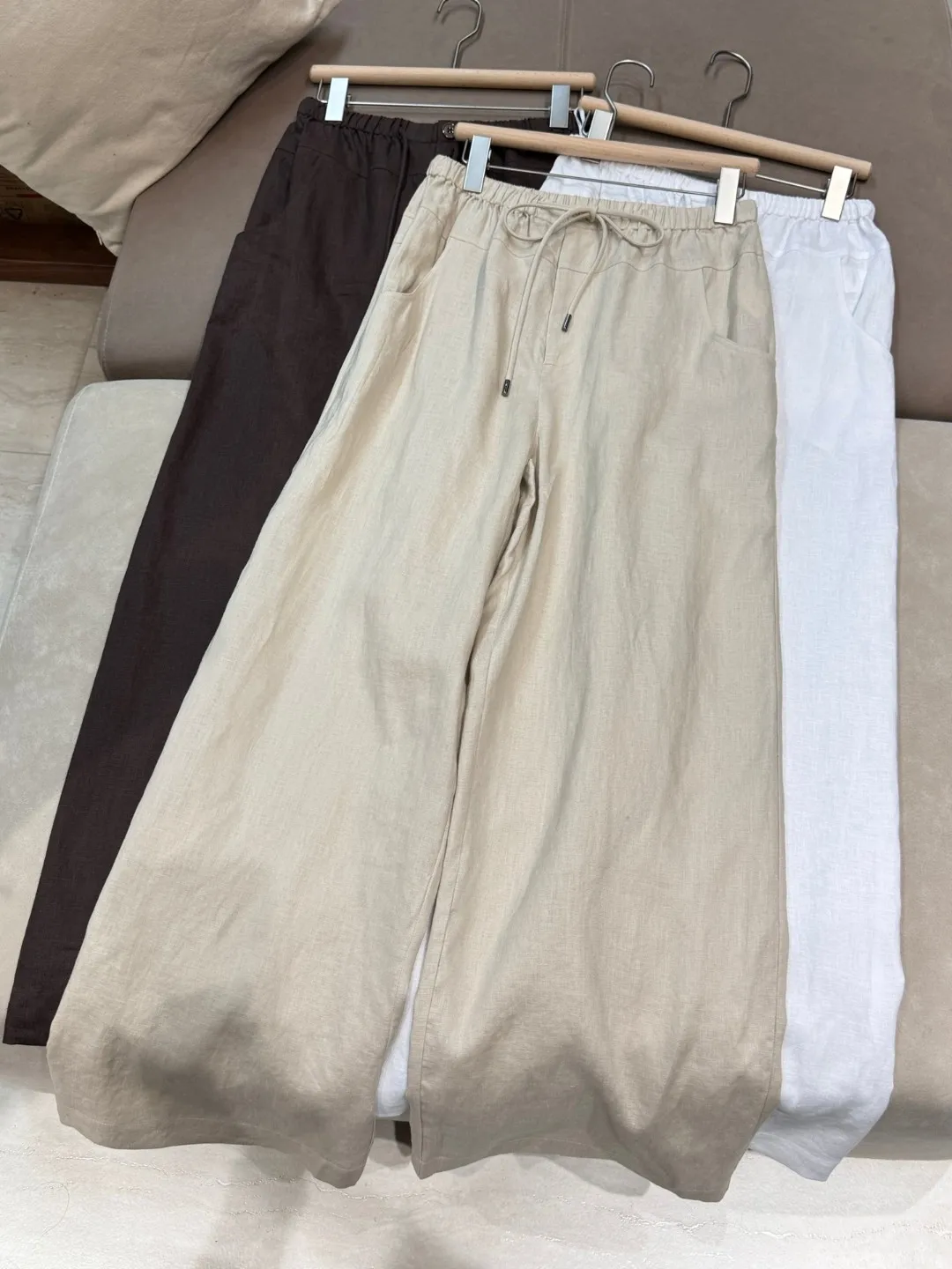 Casual solid color high quality women's linen trouser suit