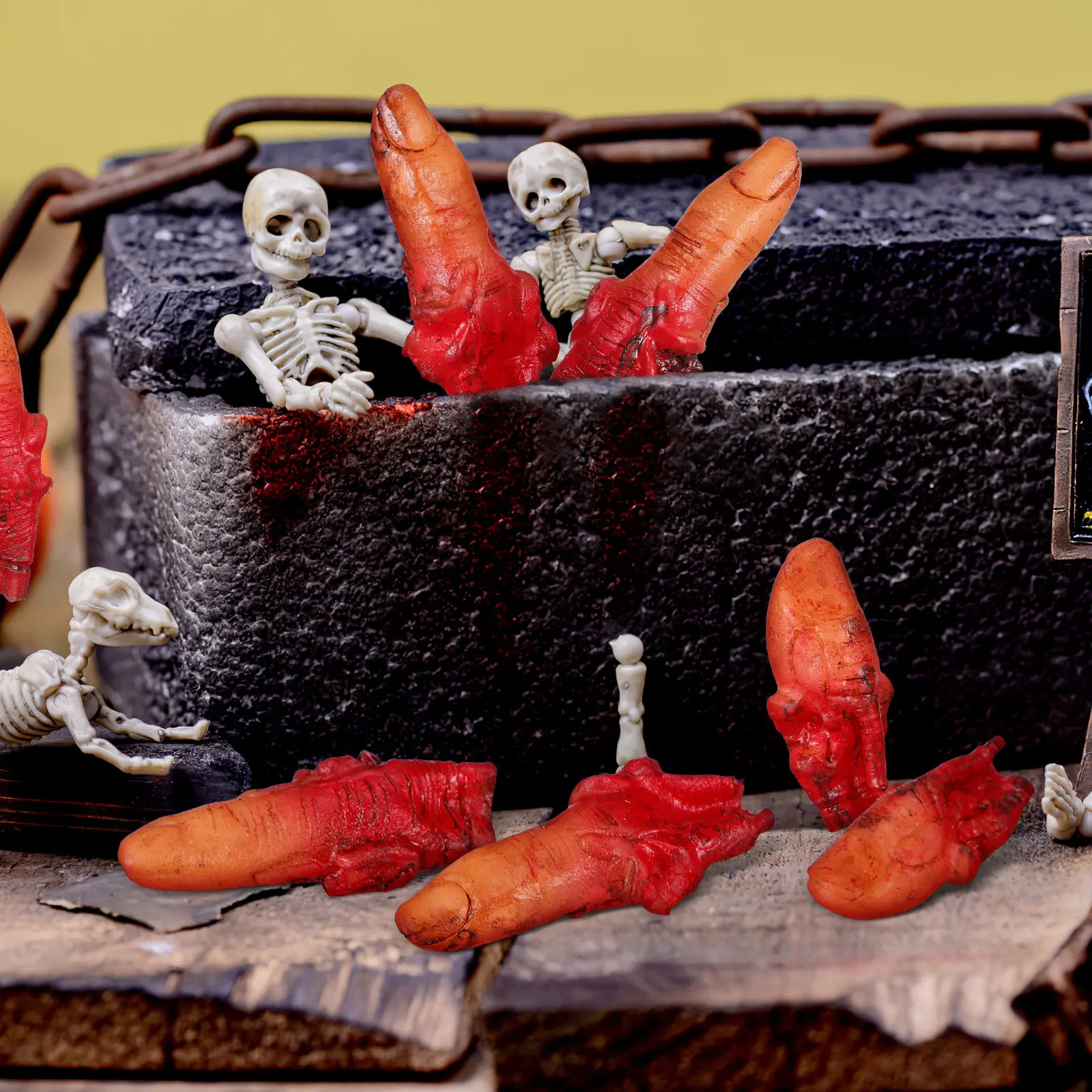 

10Pcs Halloween Realistic Fingers Bloody Severed Fake Finger Props for Party Prank Haunted House Decoration Supplies