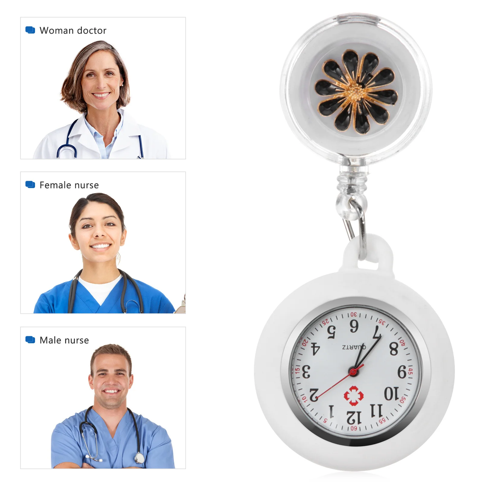 

Fashion Nurse Watch Medical Pocket Watch Adjustable Date Water Resistant Super Clear Glass Clip On Pin For Doctors Nurses