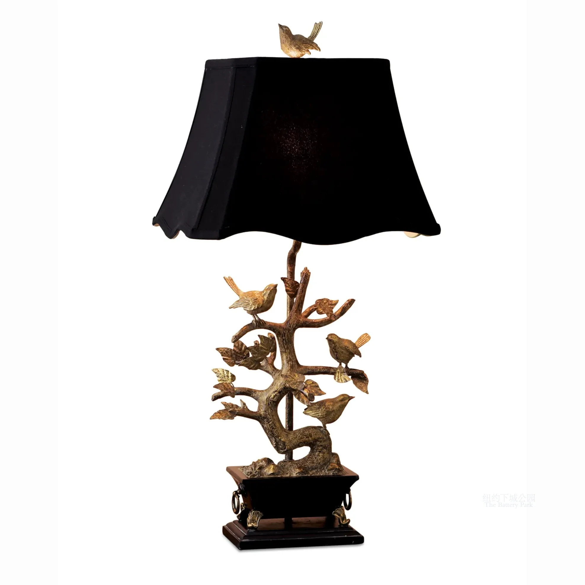 New York Downtown Park Imported Genuine Goldfinch Primula Resin Gilded Imitation Bonsai Decorative Table Lamp