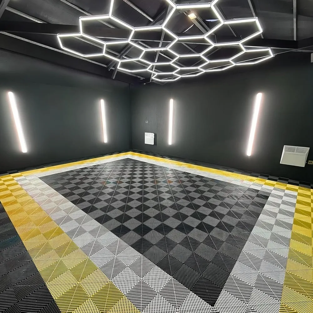 Azulejos de plástico entrelazados antideslizantes para suelos de garaje, 15,7x15,7, ideales para organización, almacenamiento y ventilación de garaje-Enha