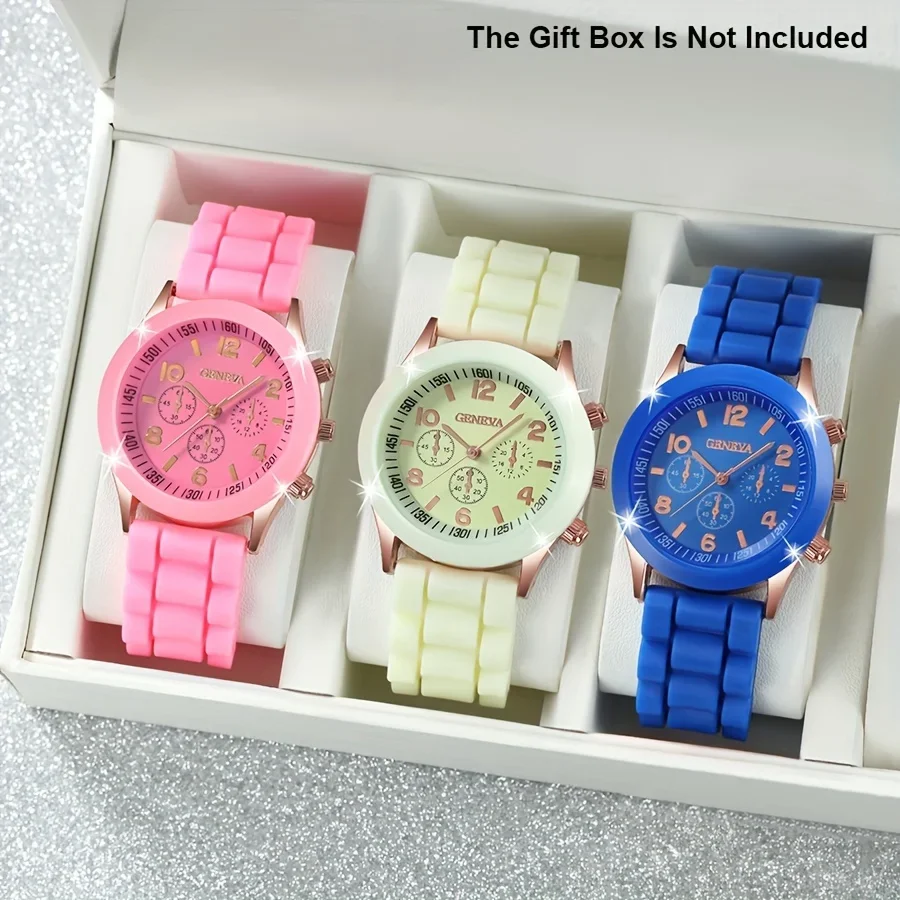 

Minimalist sports style three eye silicone watch for women, versatile student party quartz watch, available in multiple colors