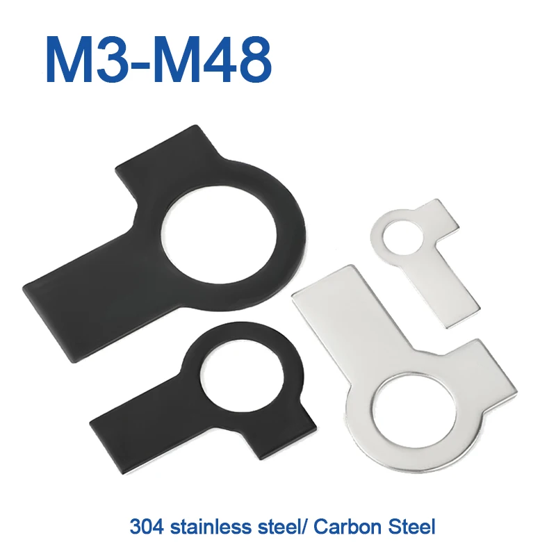 M3 M4 M5 M6 M8 M10 M12 M14 M16 M18~ M48 Carbont Steel/ 304 Stainless Steel Tab Washers with Single/ Double Wing for Fixing Nuts