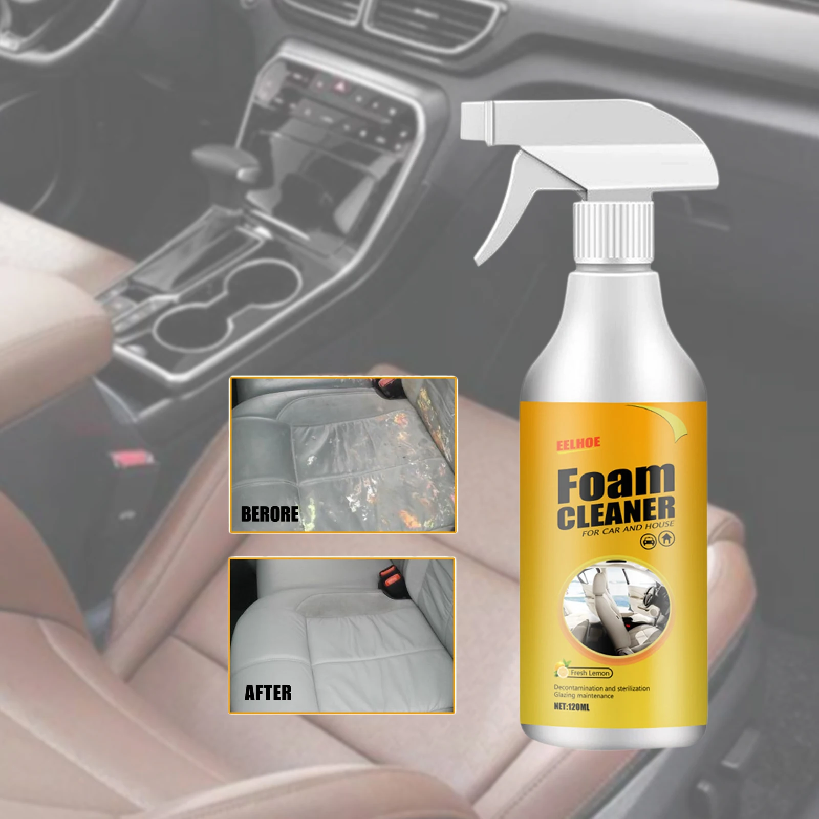 Espuma de Limpeza Interior do Carro, Espuma Multiuso, Anti-envelhecimento, Limpador Automotivo, Spray de Limpeza Doméstica, 120 ml, 250ml