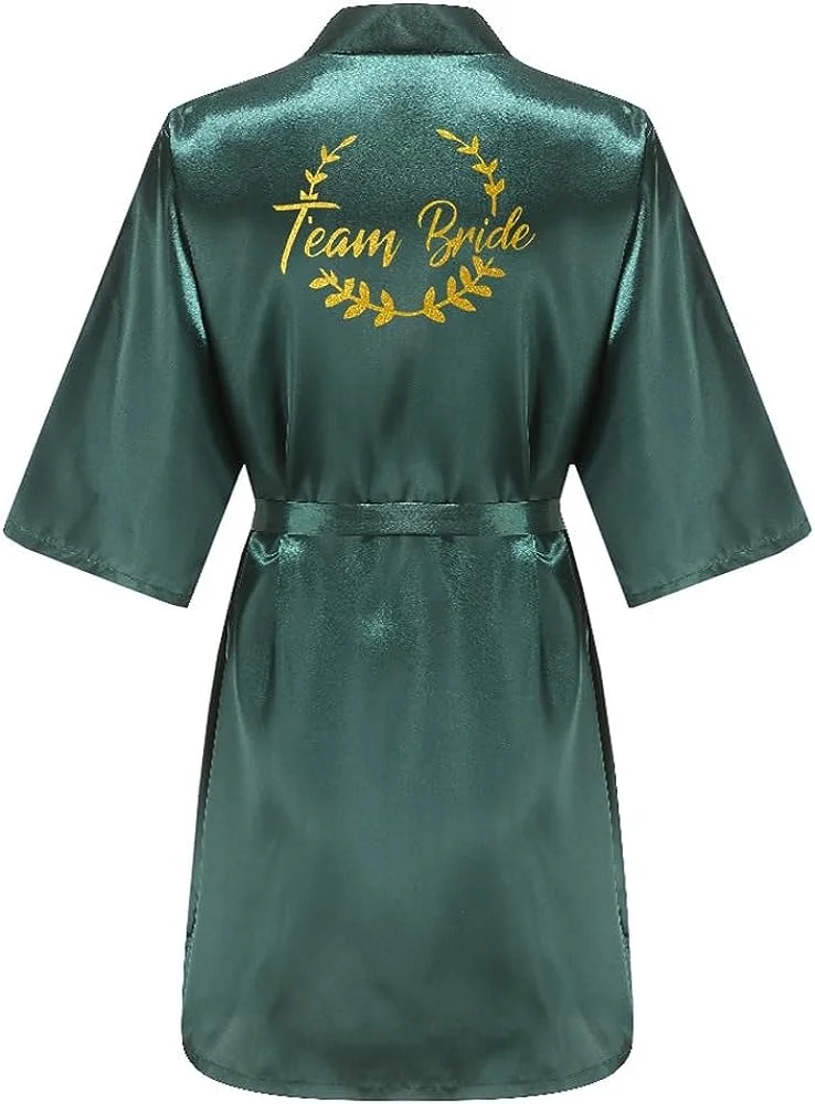 Faux Silk Robes Wedding Party BathRobe Bride Bridesmaid Dress Women Clothing Sleepwear Gold Letter Bride Bridesmaid Robes