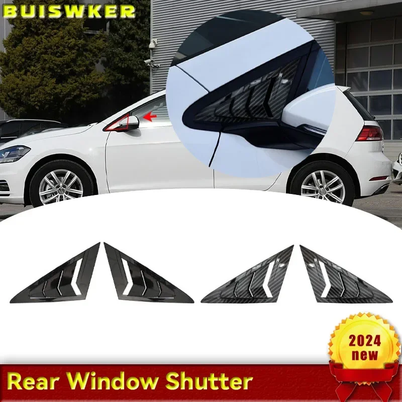 For VW Golf 7 MK7 MK7.5 2013~2019 Car Front Triangle Window Louver Side Shutter Blind Shades Cover Trim Sticker Vent Carbon Auto