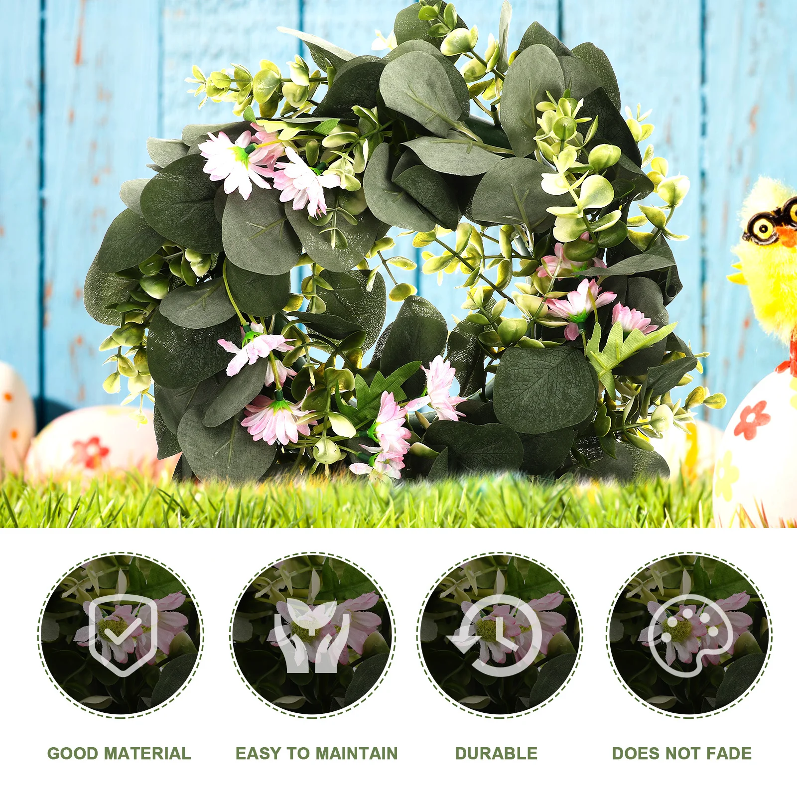 

Artificial Eucalyptus Leaf Wreath Premium Hanging Spring Front Door Decoration Simulation Leaf