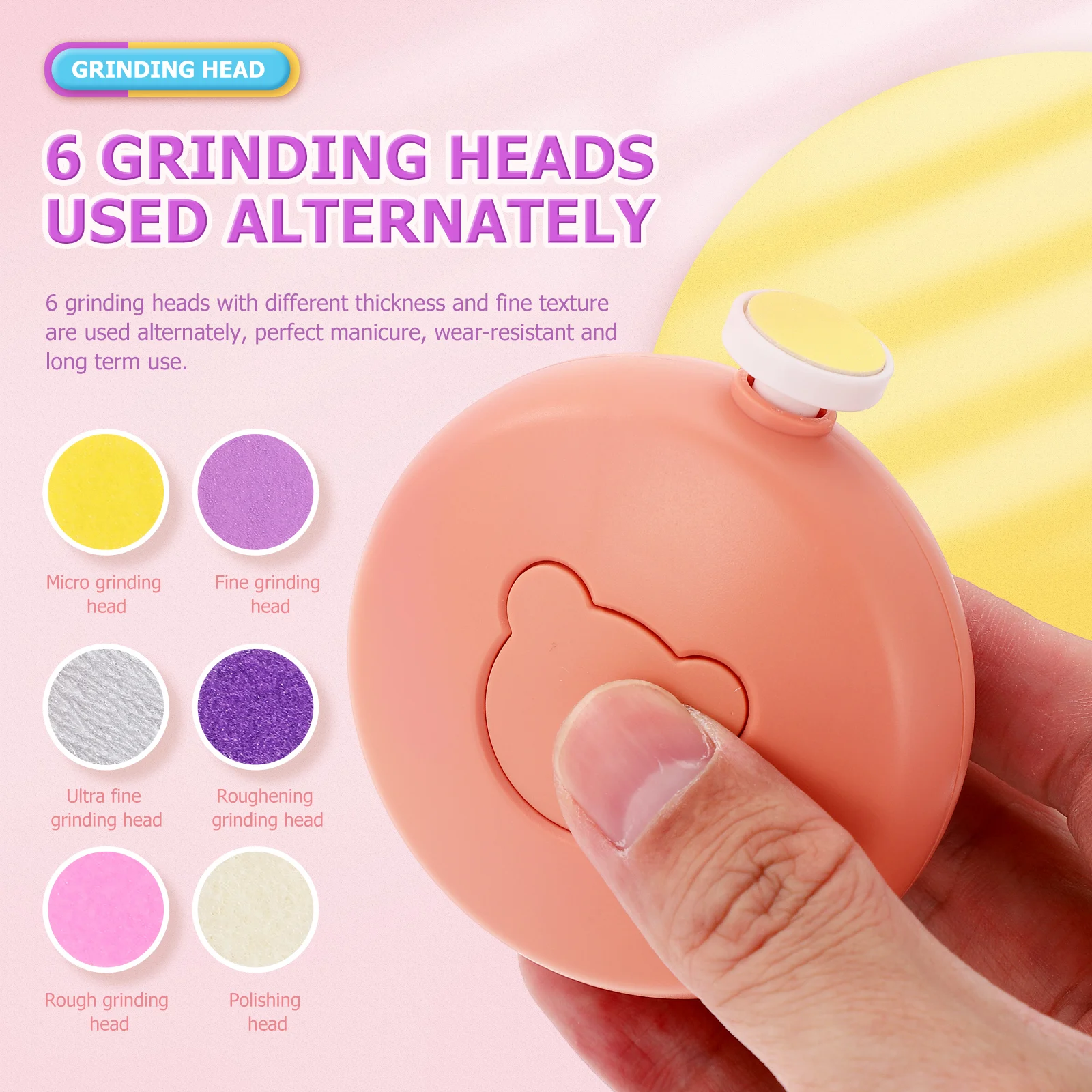 

Electric Kids Nail Trimmer Abs Material Lightweight Portable Easy Use Nail Polishing Tool Kit for Children Adults Safe Efficient