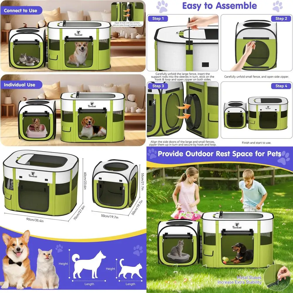 

Портативный складной манеж для собак и кошек, из прочной ткани Оксфорд, идеально подходит для использования в помещении и на улице