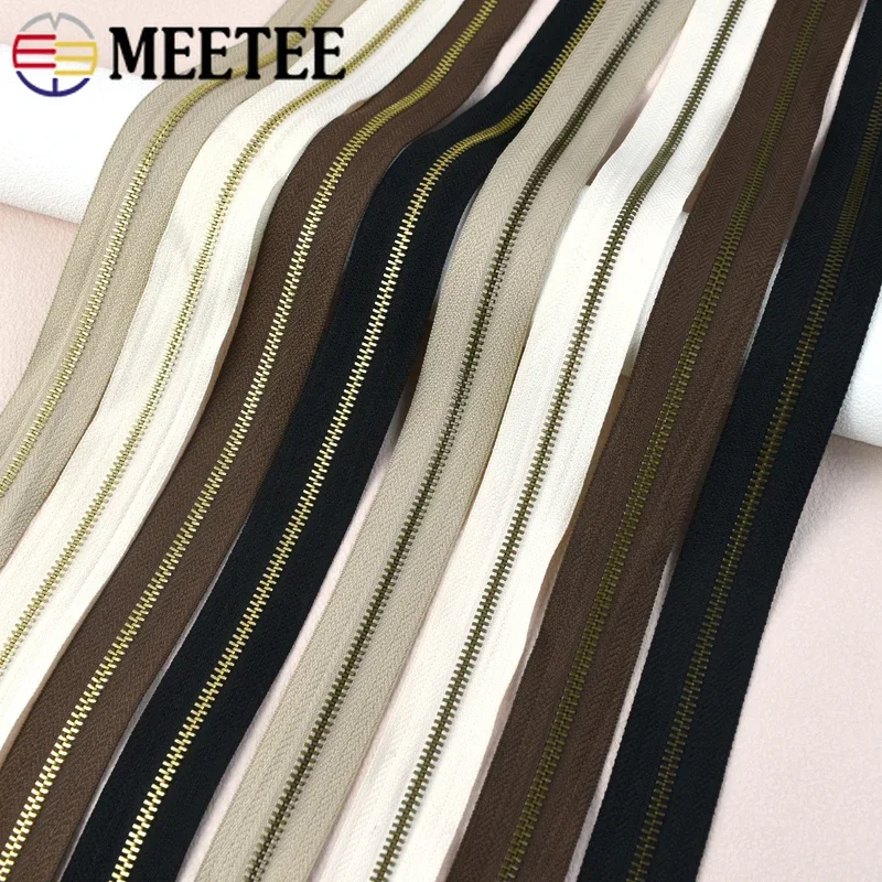 5# meetee Fém Cipzár számára Megvarr Olvasottság zippers Bekapcsolás kabát zips -tól Fogyasztásmérő Villamzár javító készlet ruhák cipők decorativa accessor