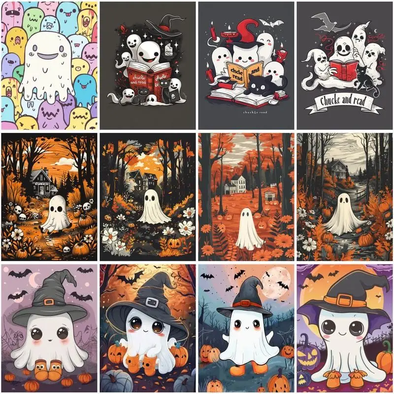 

CHENISTORY DIY Painting By Numbers Cartoon Ghost Kits Coloring By Numbers Halloween Unique Gift Home Wall Art Decor Artwork