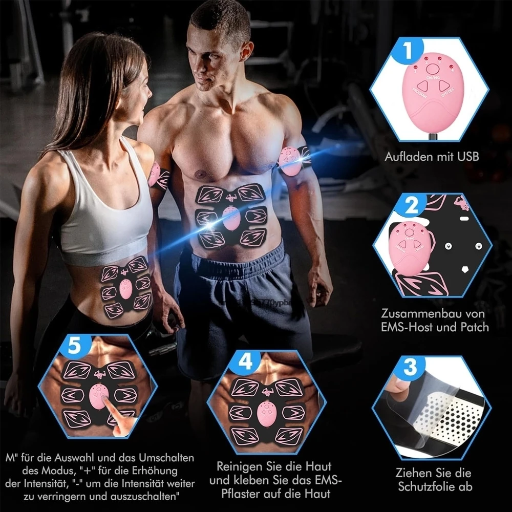 Portable EMS Muscle Stimulator - Smart Abs Trainer Abdominal Toning Belt For Body Fitness Fast Pain Relief