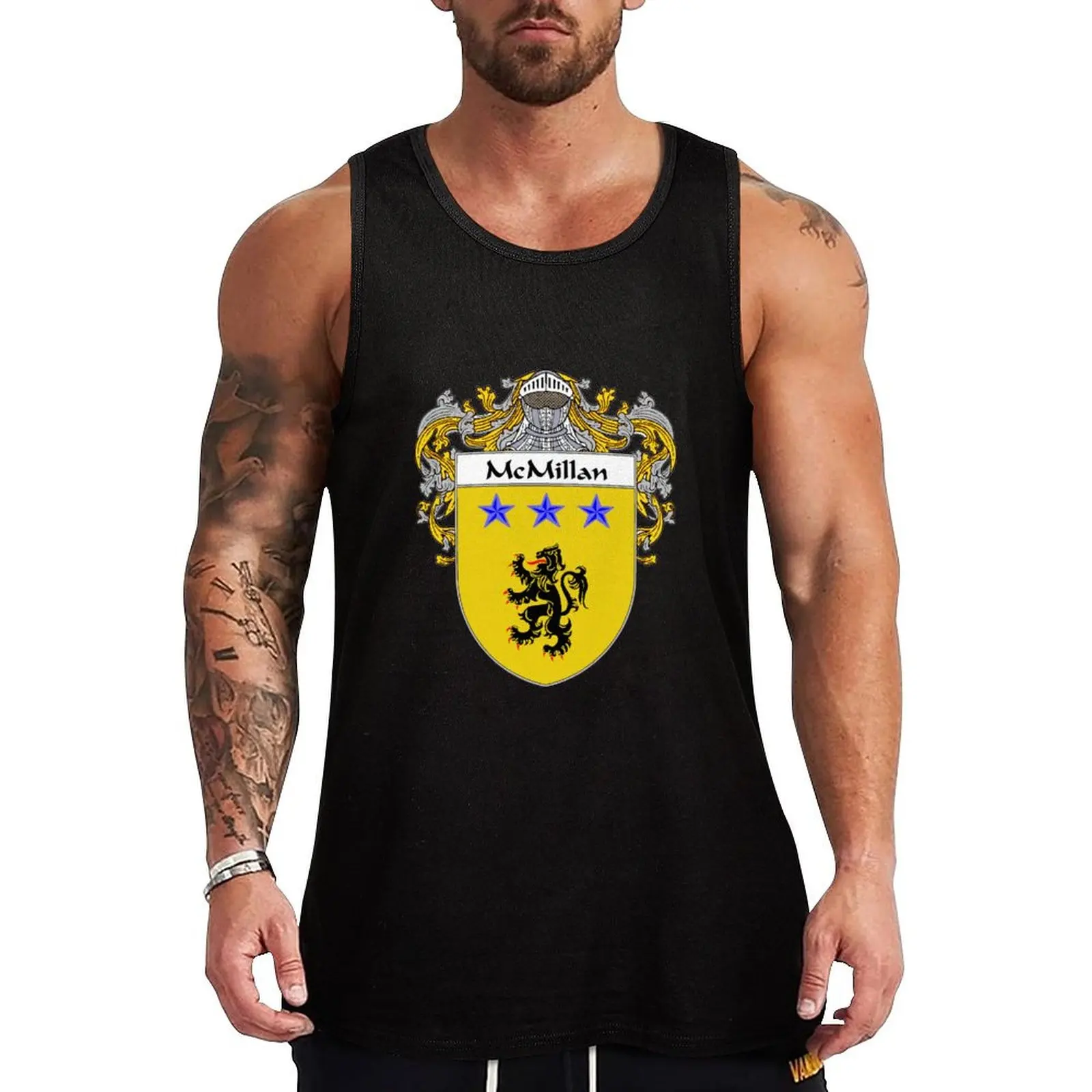Camiseta sin mangas con escudo de la casa McMillan/escudo familiar, camiseta sin mangas con gráfico abstracto, estampado artístico sin mangas