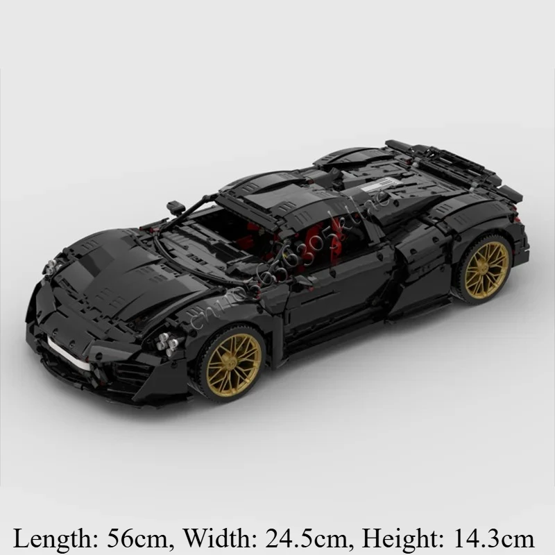 3981 PCS Moc Technology Racing Black Supercar Model Building Block Speed Vehicle Bricks Toys Kid Adult Birthday Christmas Gifts