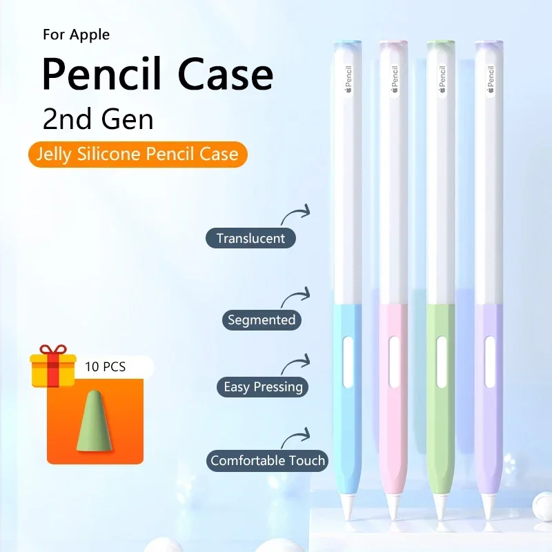 For Apple Pencil Case 2nd Generation Capacitive Magnetic Silicone Transparent Anti Drop Protective Cover Pen Tip Protector 2024