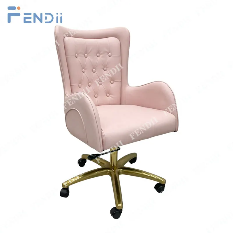 Modern Tech Customer Chair Pink Beauty Hair Nail Salon Chair With Wheels