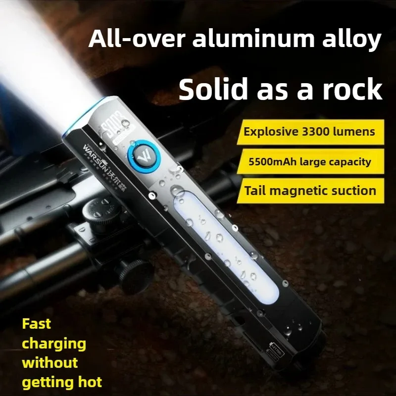 Highlight Portable LED Flashlight COB Side Work Light Waterproof Rechargeable Tail Magnet Handheld Work Light for Outdoor