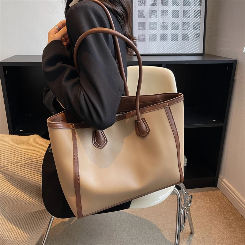 

2024 New Fashionable Message Simple Shoulder Women Bags Daily Tote Casual Multi-function PU Leather Soft Leisure Popular Pockets