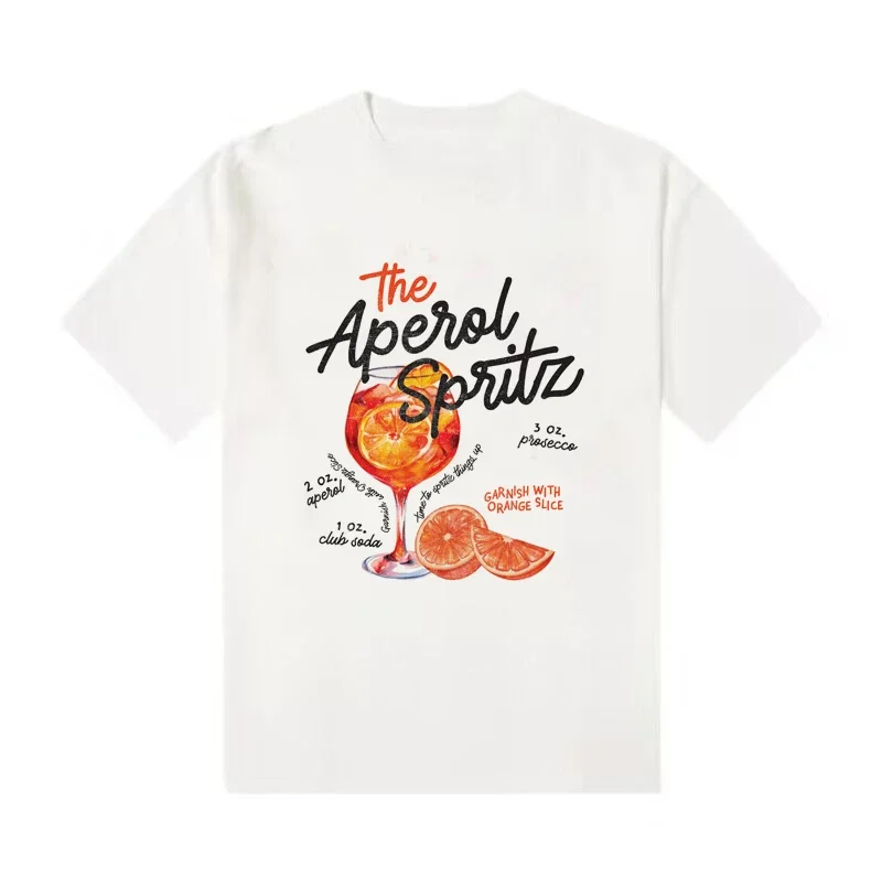 Plus Size Odzież damska Aperol Spritz Retro Cocktail Graphic Tees Harajuku Krótki rękaw Luźne Casualowe Topy Unisex Vintage Top