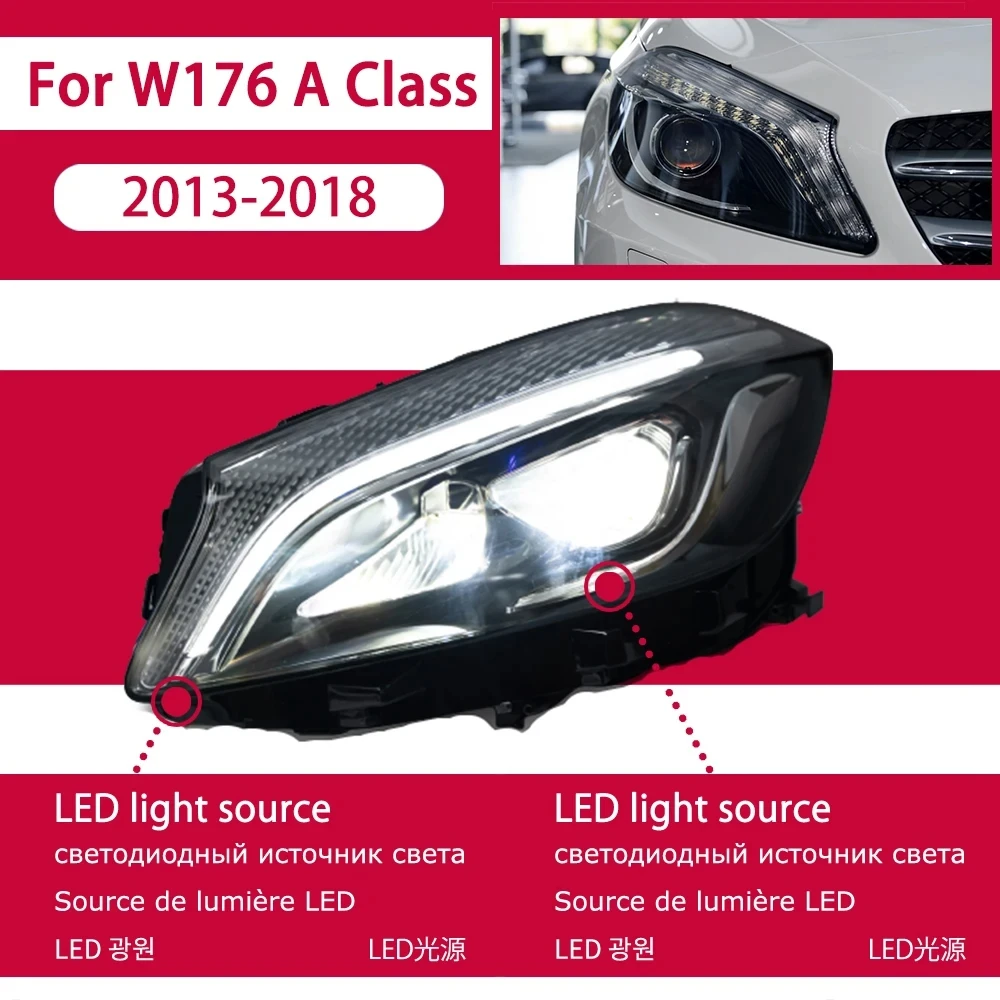 Voor Auto Benz W176 Hoofd Lamp 2013-2018 Auto Accessoire Mistlampen Dagrijverlichting DRL H7 LED Bi xenon Lampen A180 A200 Koplampen