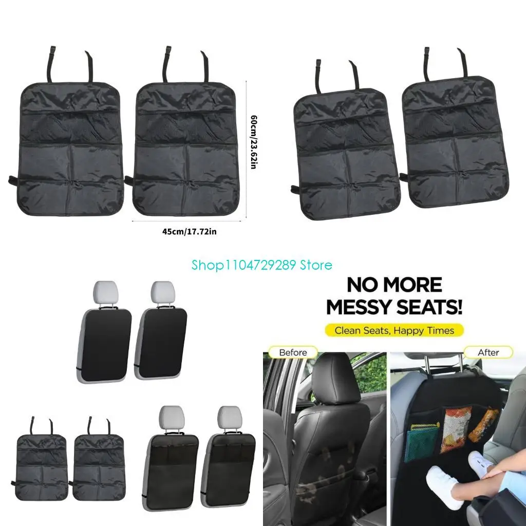 

D8KE Spacious Transparent Mesh Car Storage Pouches And Back Protector Easy Install
