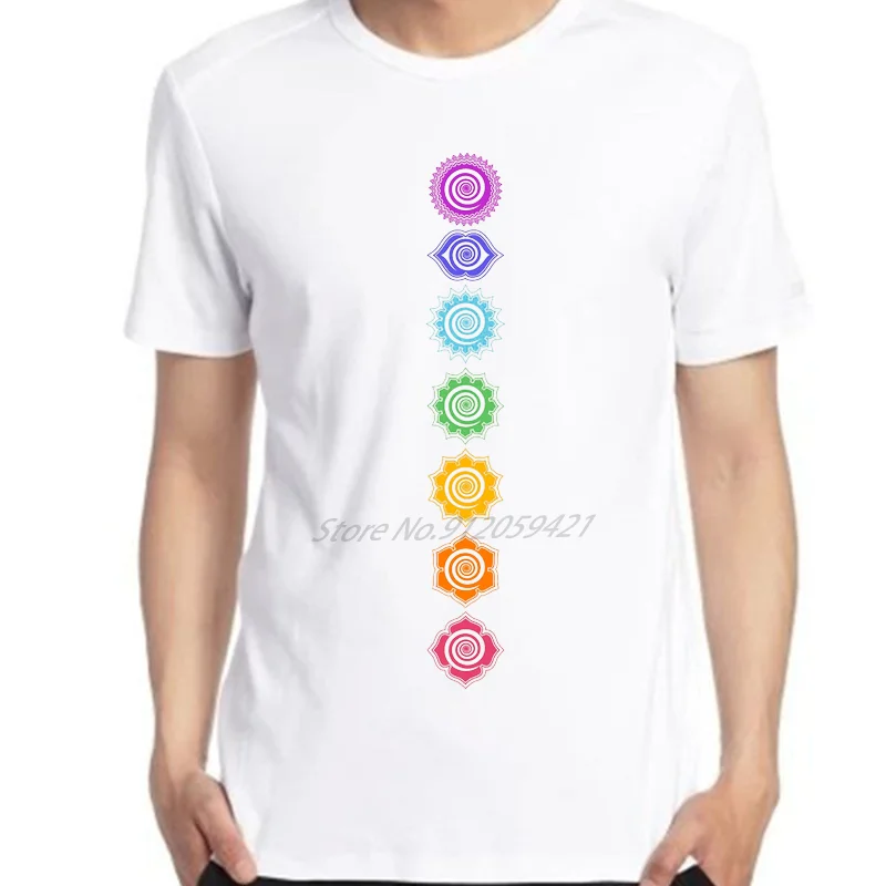 

7 Chakras Spiritual Meditation Zen Om Buddhism Energy Graphic T-Shirt O-neck T-shirt Sleeve Harajuku Streetwear Men Clothing