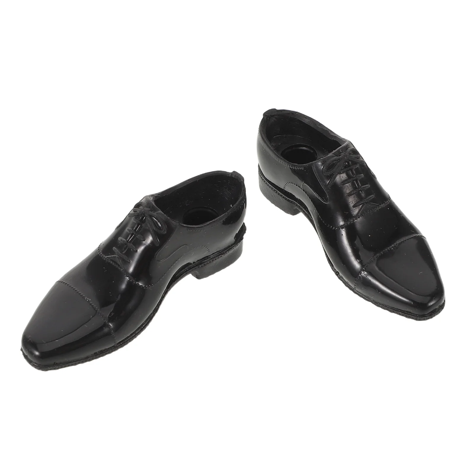 1Pair Black 12-Inch Action Figure Shoes Male Soldier Miniature Work Boots Dollhouse Accessories Military Formal