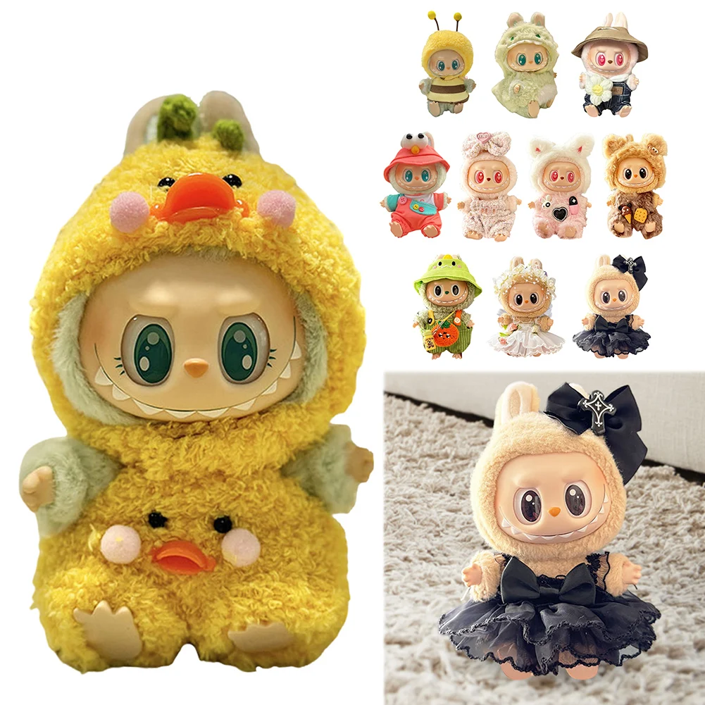 Ropa para muñeca Labubu Kawaii, ropa pequeña para muñeca, muñeca de peluche, ropa cambiante, ropa bonita de dibujos animados, accesorios para muñecas